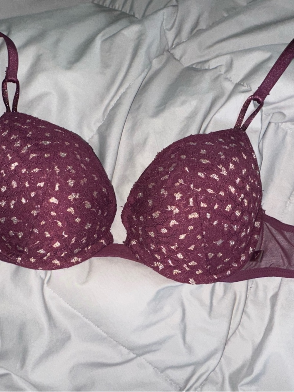 Victoria's Secret Plum Lace Push-Up Bra with Metallic Detail